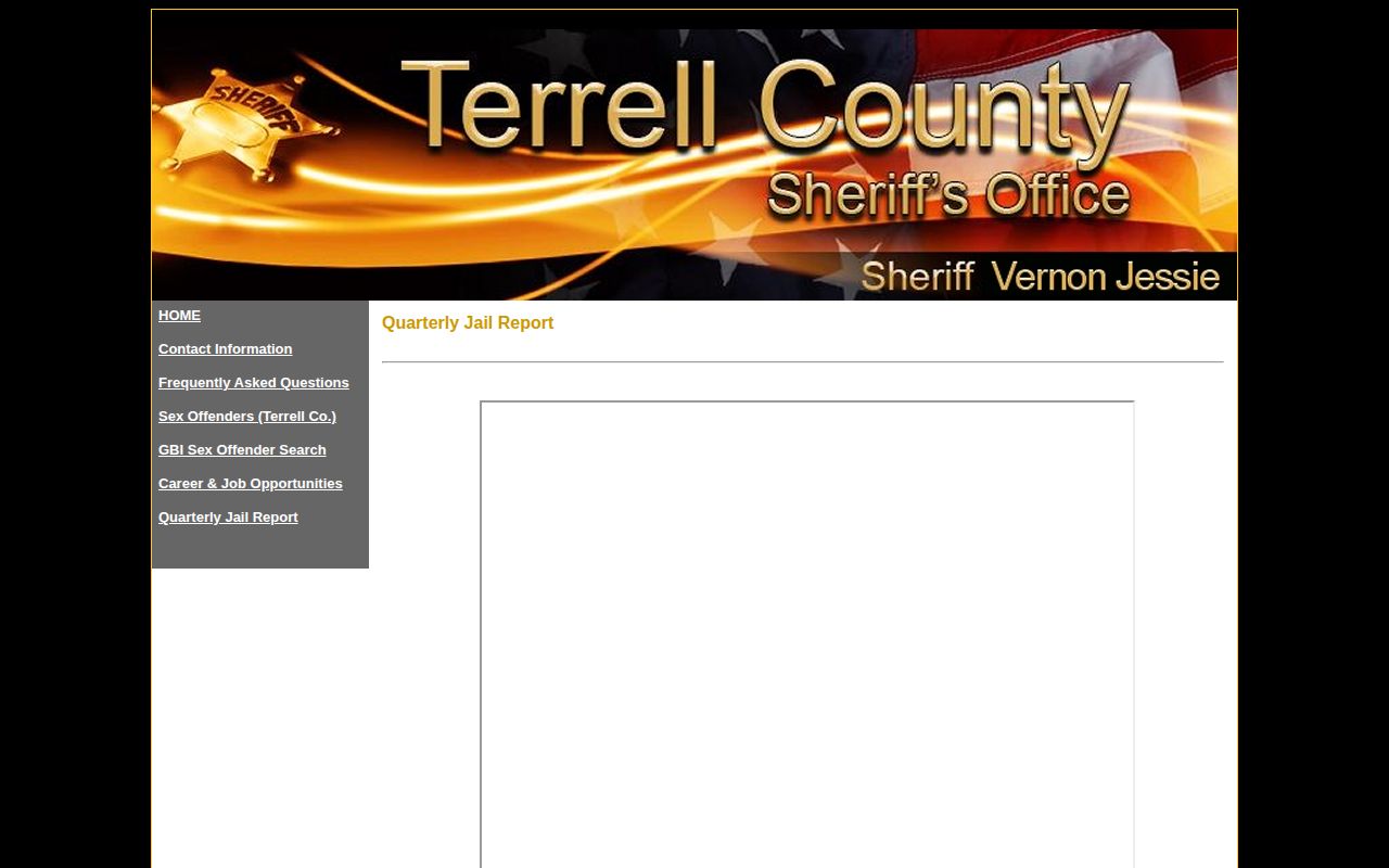 Terrell County quarterly jail report rather than 72 hour releases